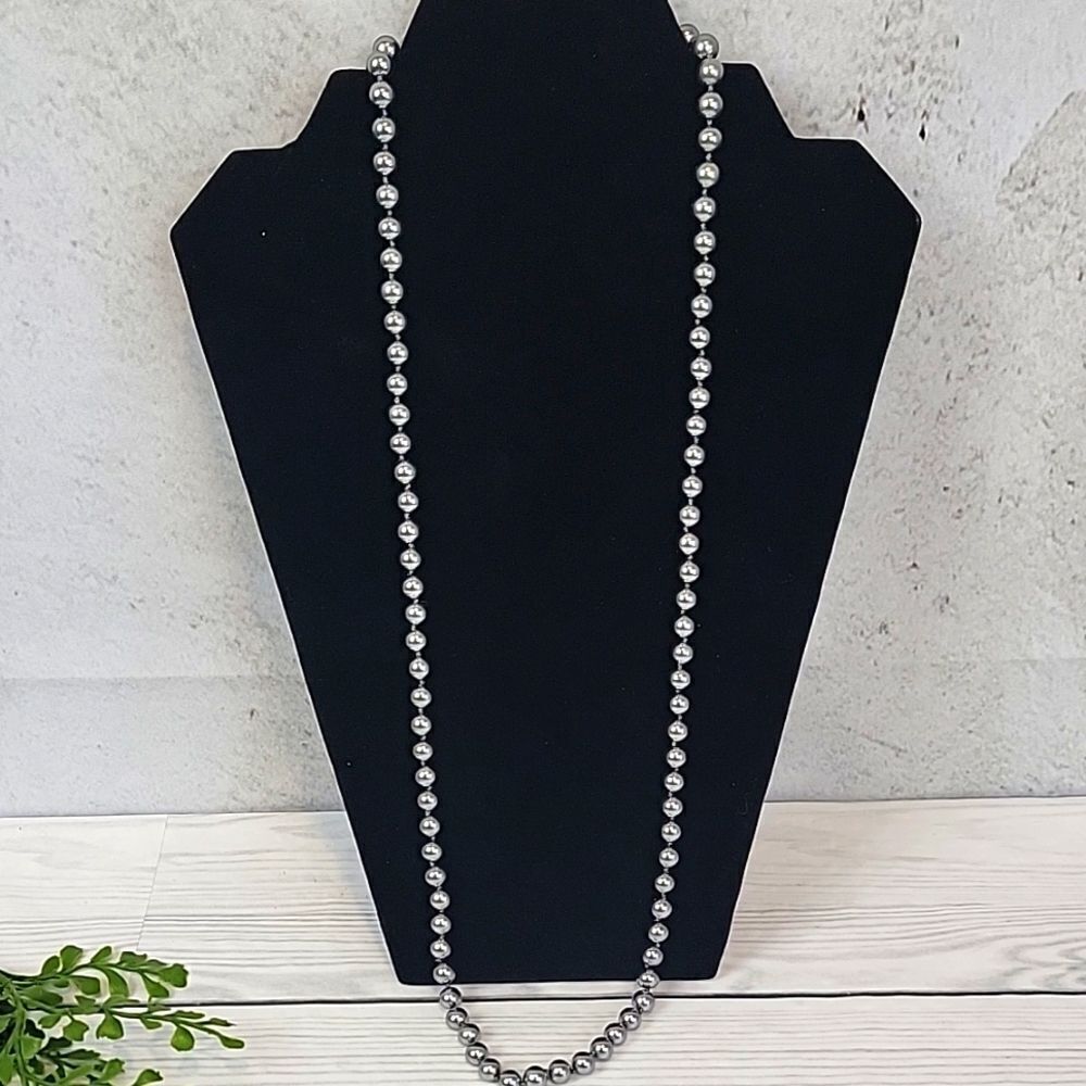 Silver Pearl Layering Necklace fashion jewelry 30" length